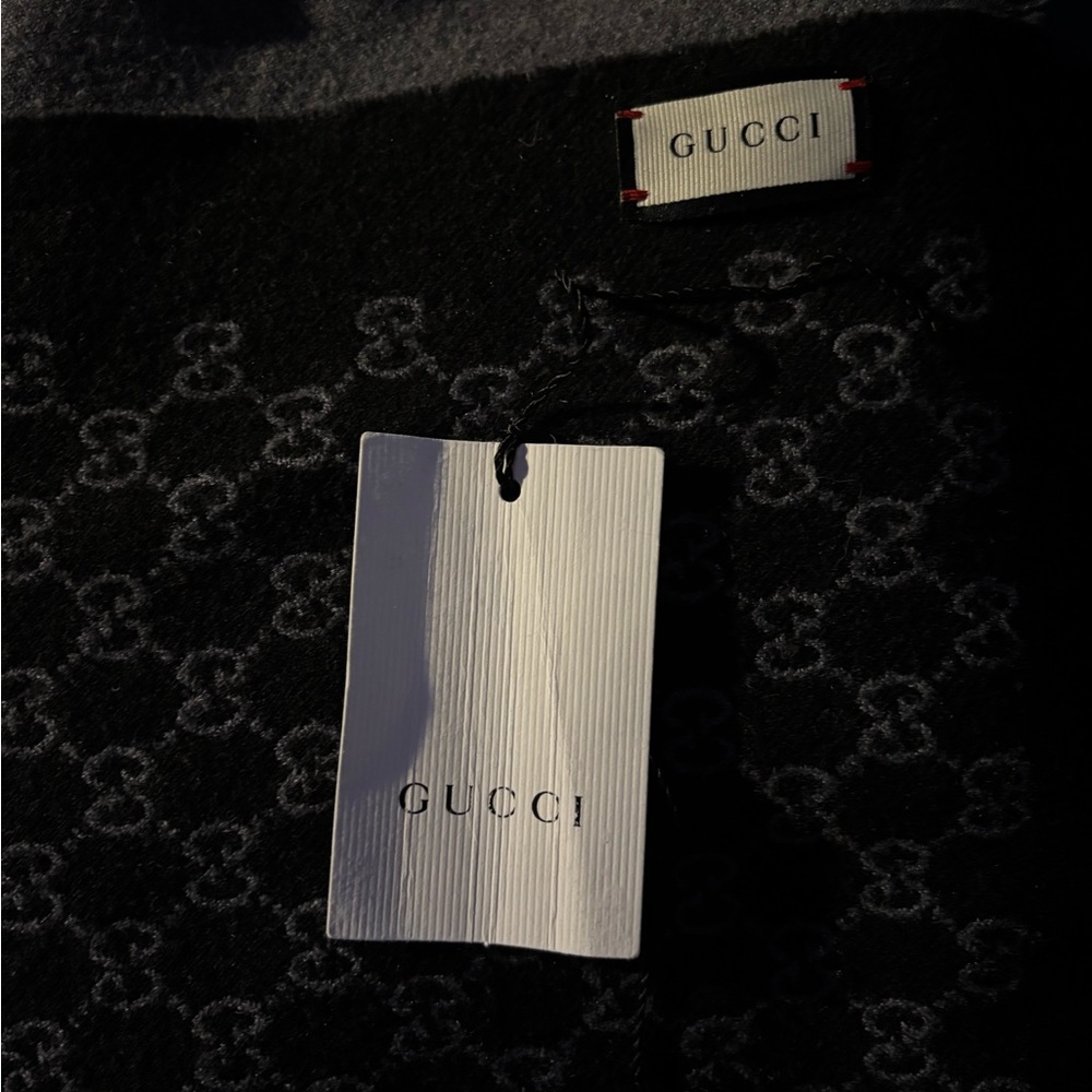 Gucci Monogram Black and Gray Scarf